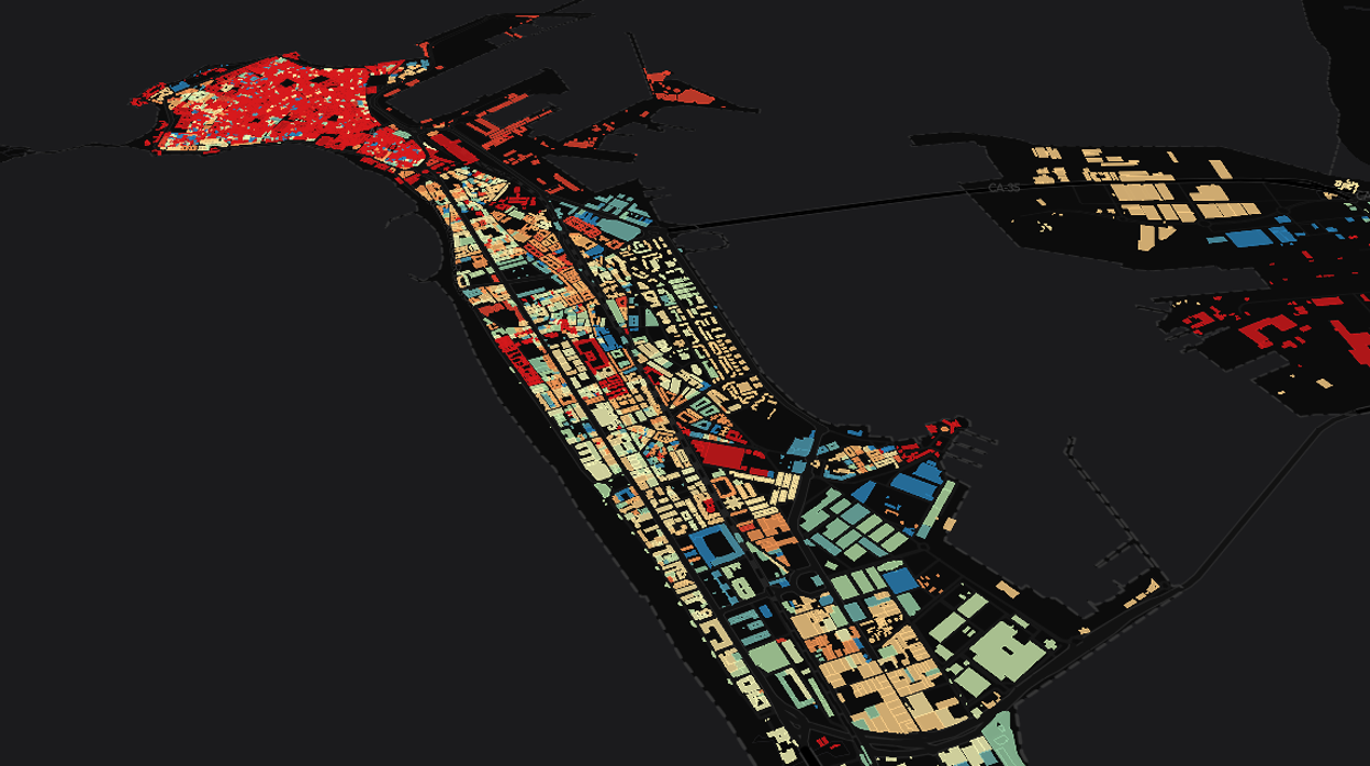 Descubre en 3D cuándo se construyó tu edificio en Cádiz y los seis tipos de usos según el color