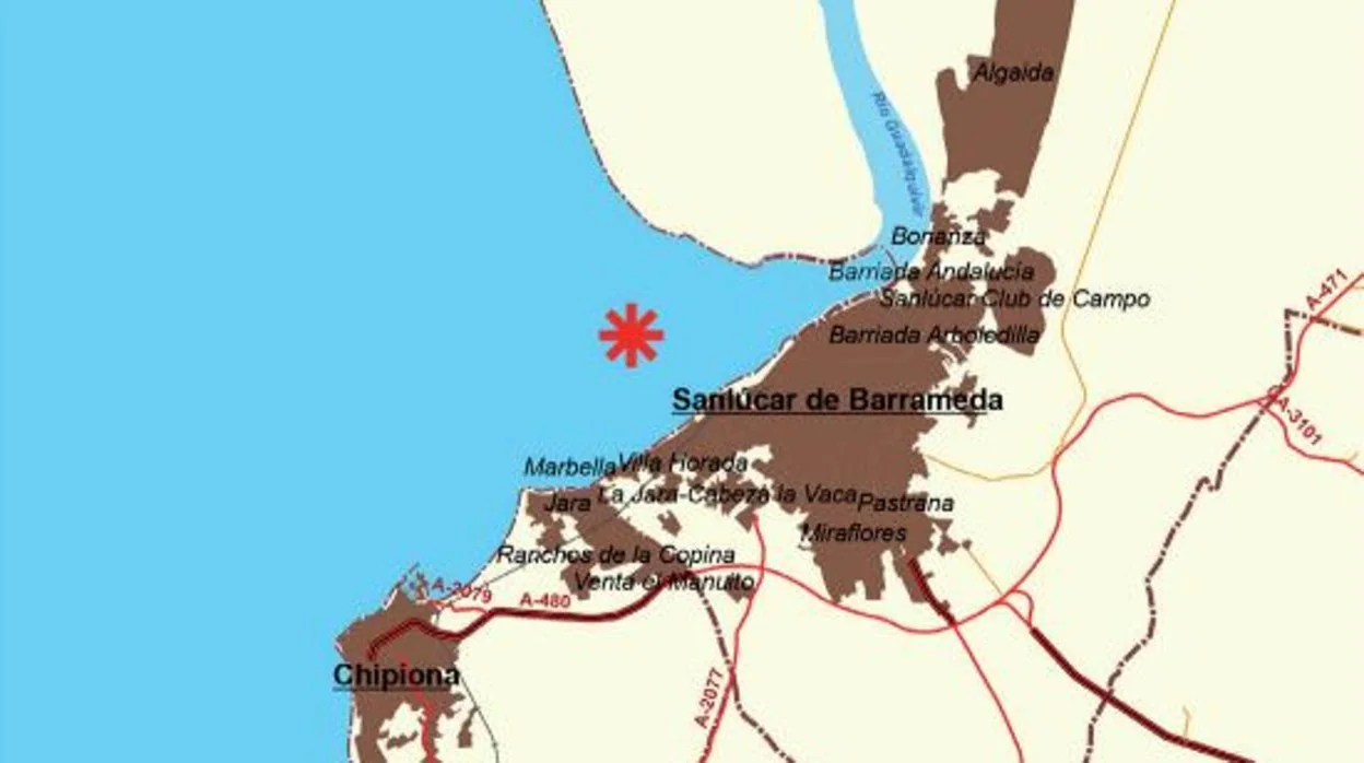 Mapa del IAPH sobre la localización de la desembocadura del Guadalquivir.