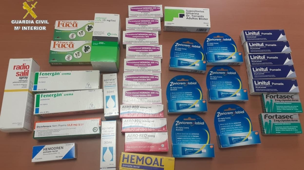 Imagen de los medicamentos aprehendidos.