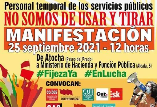 Los interinos del Ayuntamiento de Cádiz acudirán el próximo sábado a una gran manifestación en Madrid