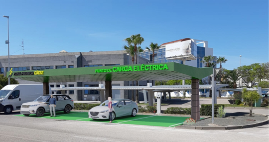 Infografía de la nueva electrolinera del recinto interior.