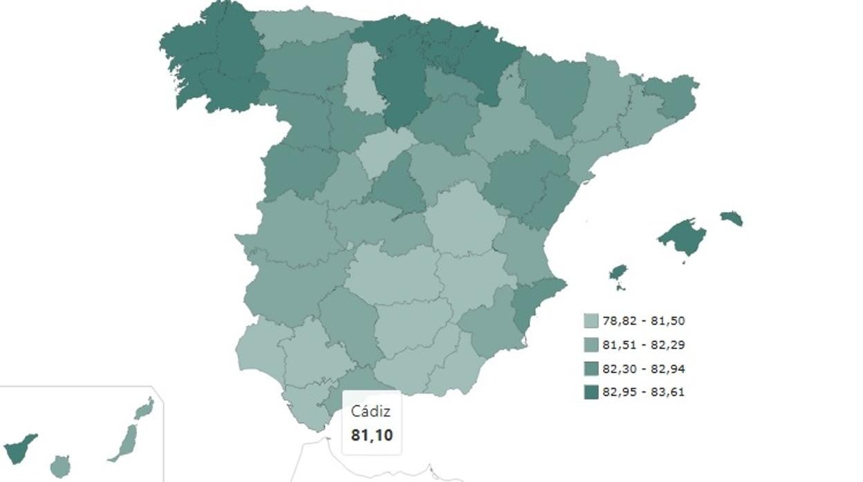 Cádiz, la provincia con menor esperanza de vida de Andalucía