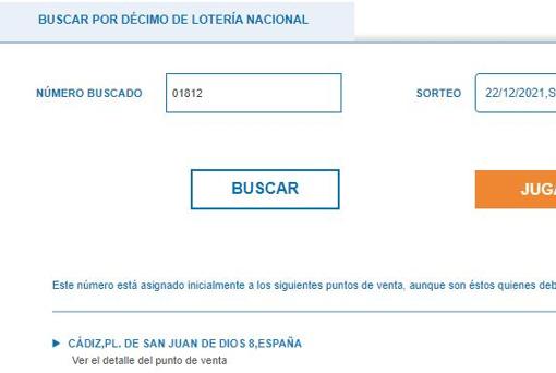 Buscador de décimos de Lotería y Apuestas