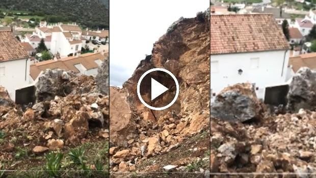 Desprendimientos en la Sierra de Cádiz por las fuertes lluvias a unos metros de las viviendas