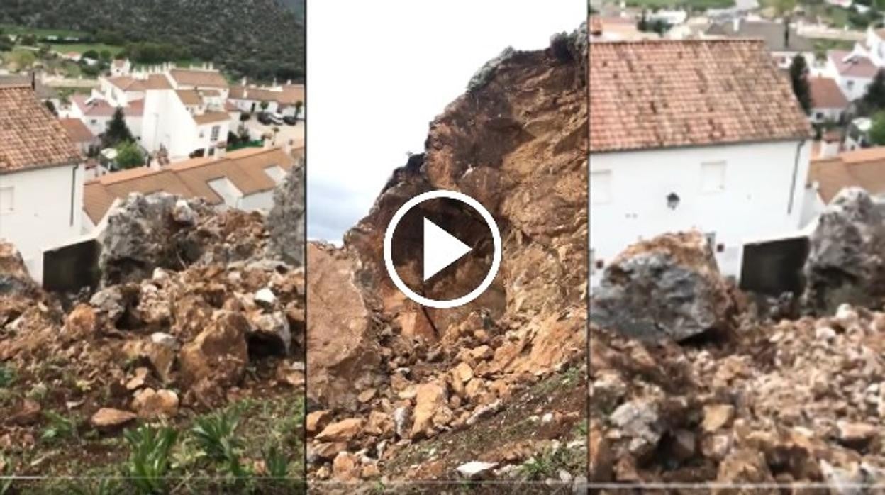 Desprendimiento de rocas en Benaocaz, Sierra de Cádiz