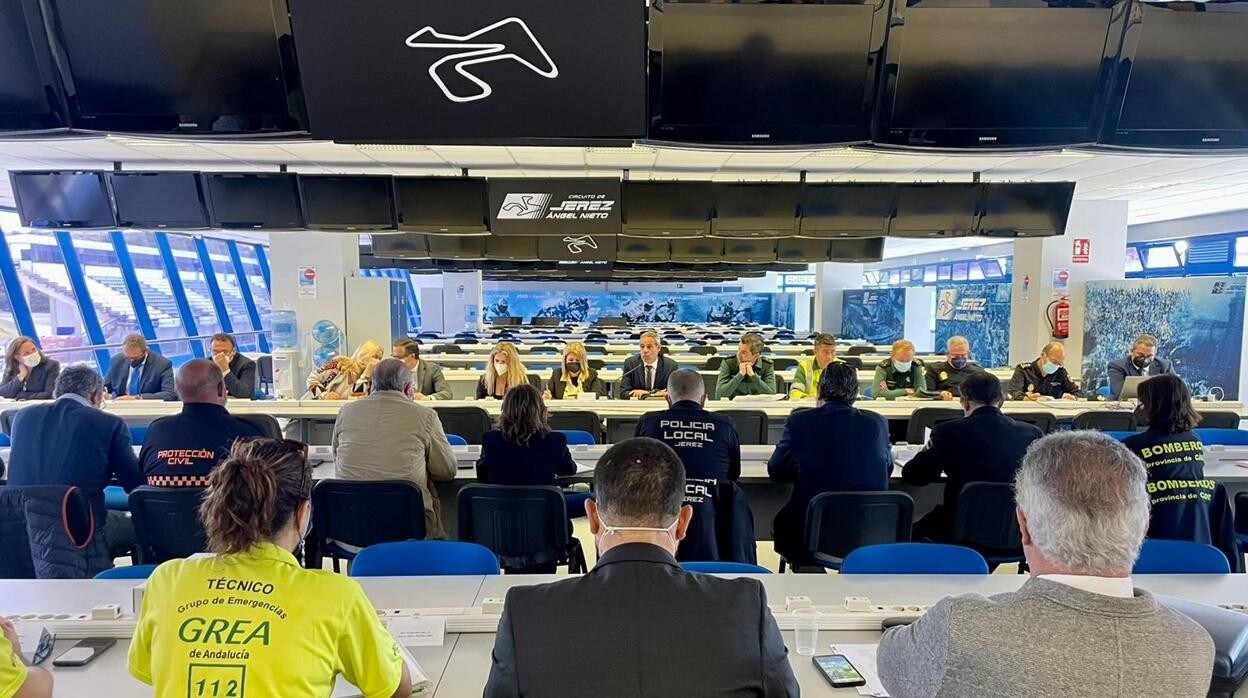 Reunión del comité asesor para aprobar el plan de seguridad del Gran Premio de Jerez 2022.