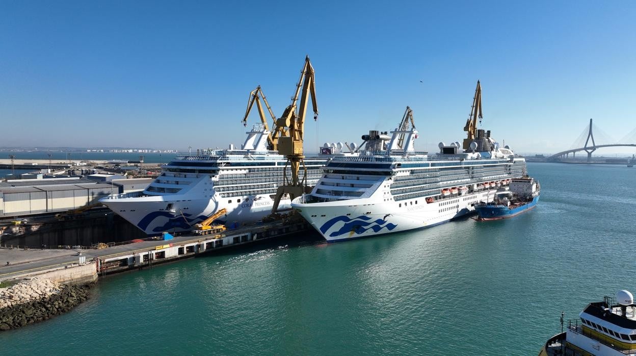 Imagen de cruceros para reparar en el astillero de Cádiz