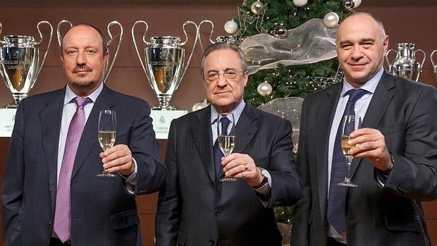 Benítez y Florentino felicitan juntos al madridismo