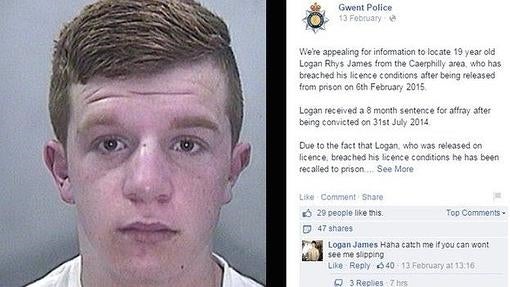 La captura de Facebook en la que Logan James presumió ante la policía