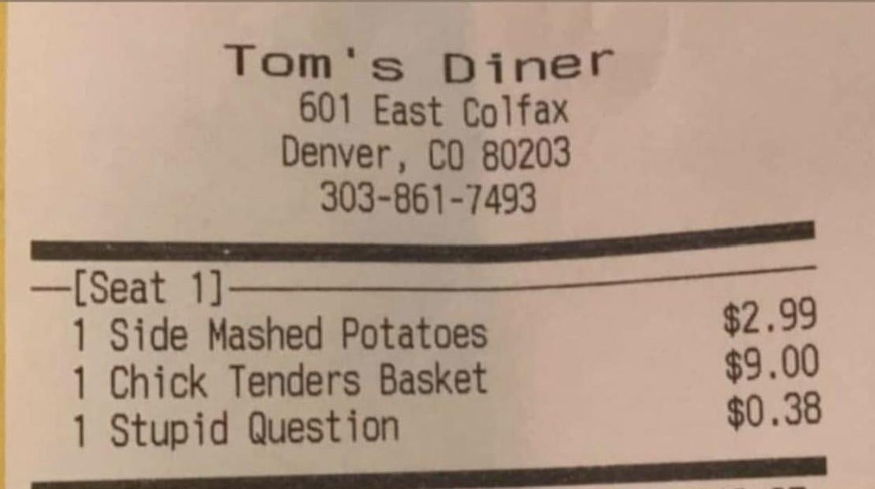 Imagen publicada con el peculiar cargo del restaurante «Tom's Diner»