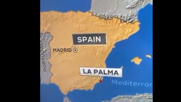 El error viral de la CBS americana: ubica el volcán de La Palma en la Región de Murcia