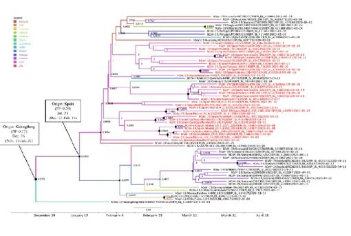 Análisis filogenético de la evolución del virus