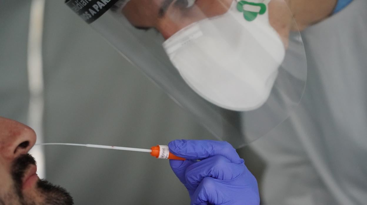 Sanitario haciendo un test de coronavirus