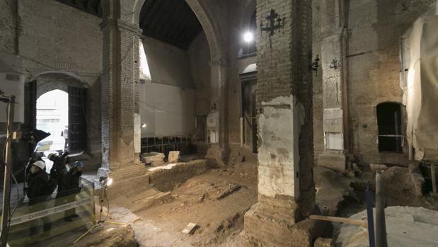 Obras en el interior de la iglesia de Santa Catalina