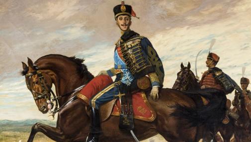 Este retrato ecuestre de Alfonso XII también está en el Salón Colón del Ayuntamiento