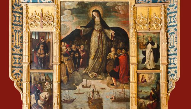 La Virgen de los Mareantes, pintada por Alejo Fernández, están el Cuarto del Almirante del Alcázar