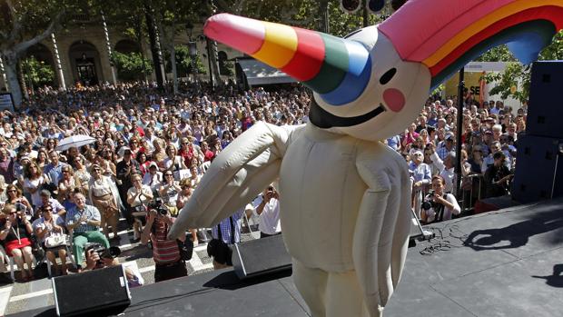 Curro, la mascota más querida de Sevilla en uno de sus eventos.