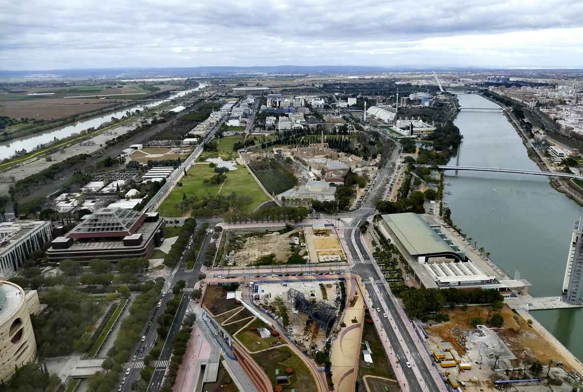 Vistas de la Isla de la Cartuja desde Torre Sevilla