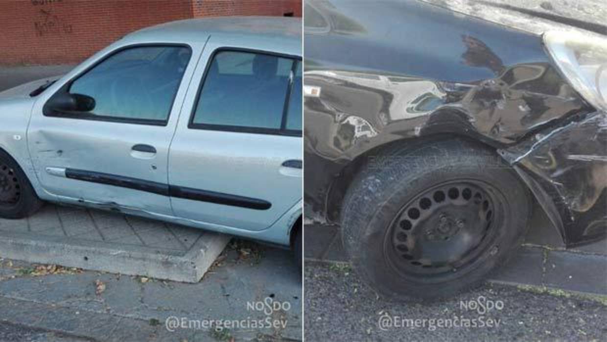 Se da a la fuga con una rueda menos tras chocar con dos coches aparcados