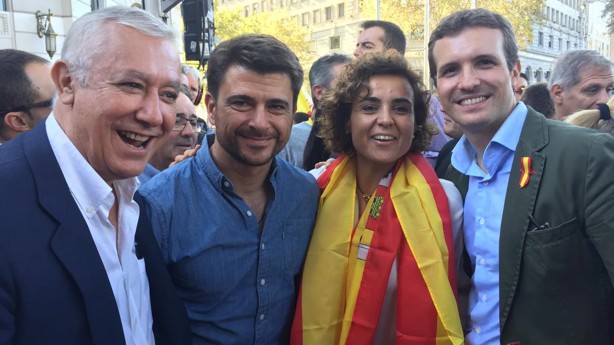 Javier Arenas, Beltrán Pérez, Dolors Montserrat y Pablo Casado en Barcelona