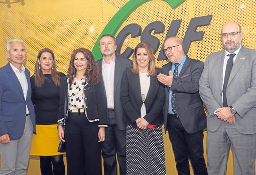 Susana Díaz este viernes en la caseta del Csif