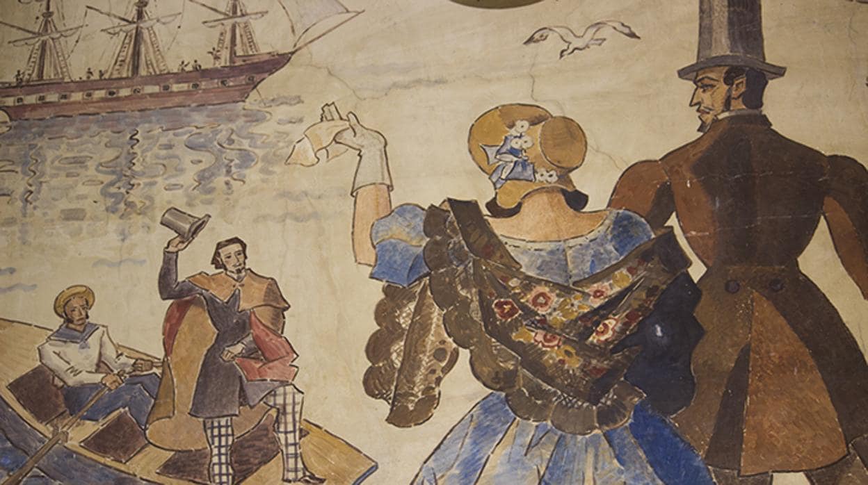 Los viajes, el leitmotiv de las pinturas murales de la Estación del Prado de San Sebastián
