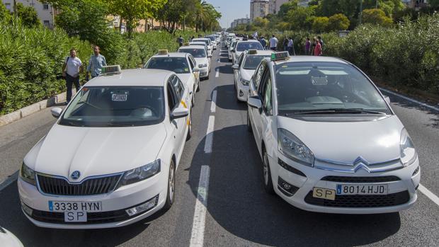 Los taxistas de Sevilla realizan protestas esporádicas y deciden este lunes si paran