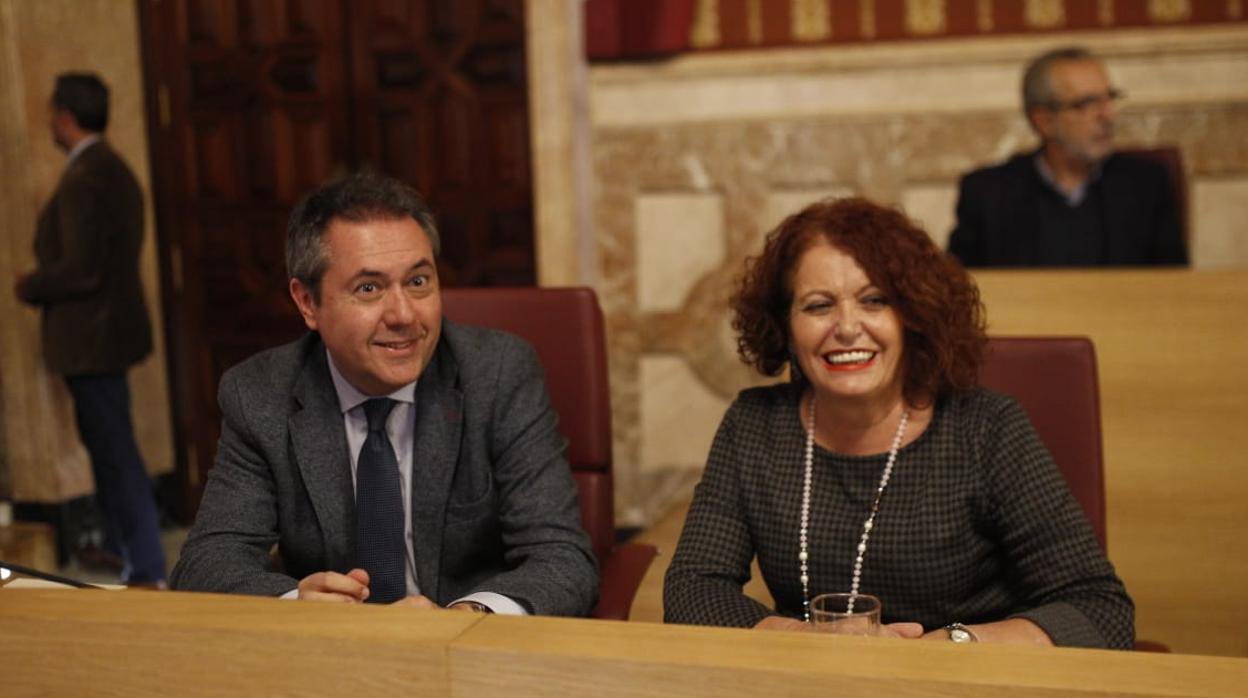 Juan Espadas y Adela Castaño, en el pleno de ordenanzas