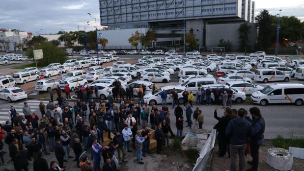 Los taxis se vuelven a echar a la calle en un nuevo pulso al gobierno de Espadas