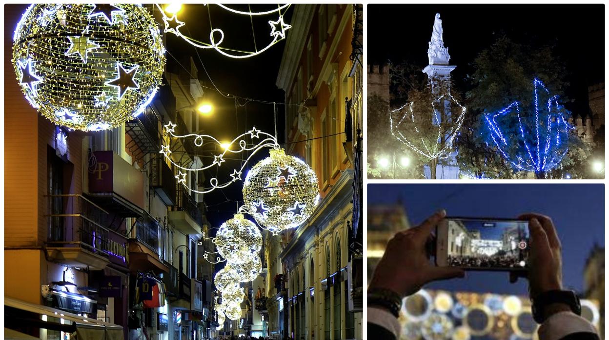 Calles de Sevilla iluminadas durante la Navidad