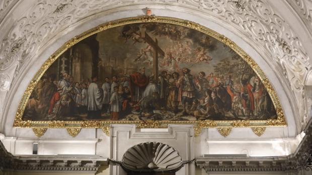 La Caridad restaura el cuadro de «La Exaltación de la Cruz» de Valdés Leal, una obra única en el mundo