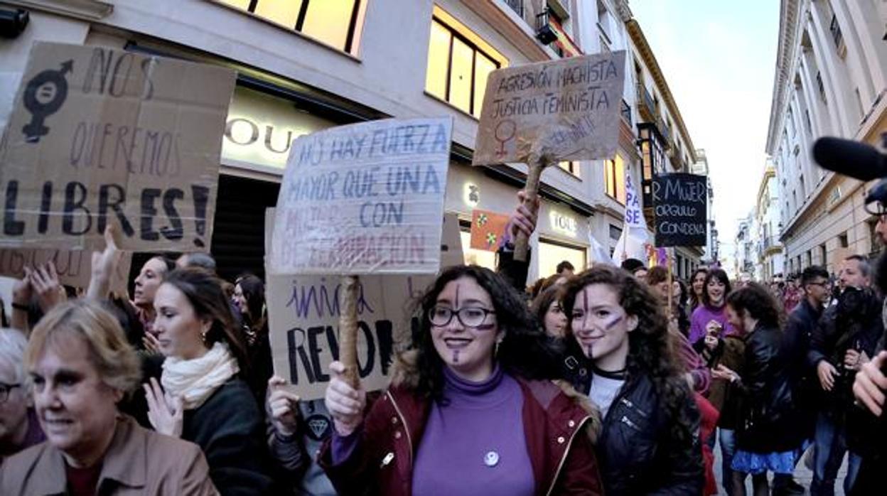 Manifestación del 8 de marzo en la que grabaron el vídeo con los insultos