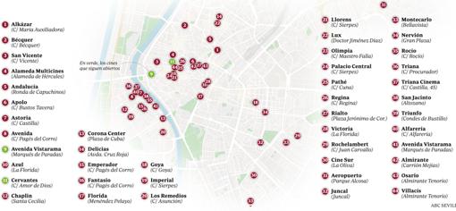 El mapa de los cines que perdió Sevilla