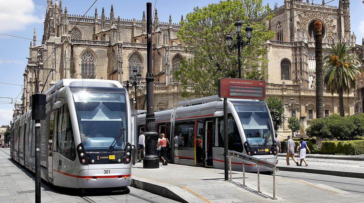 El tranvía en la avenida de la Constitución