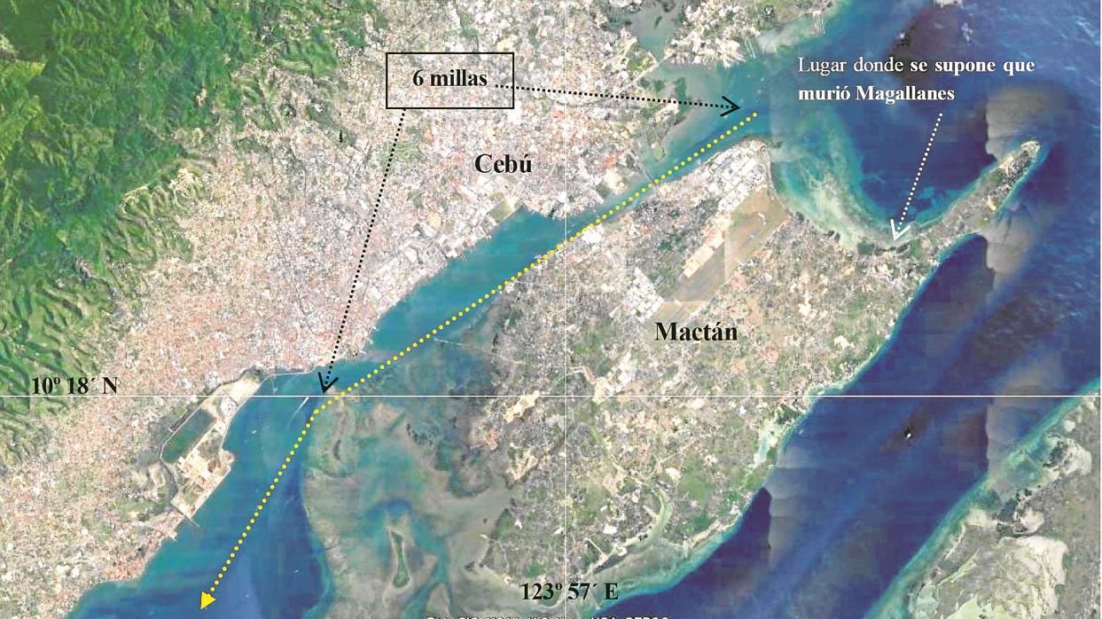 Mapa de las islas de Cebú y Mactán, a donde llegó la expedición el 7 de abril de 1521