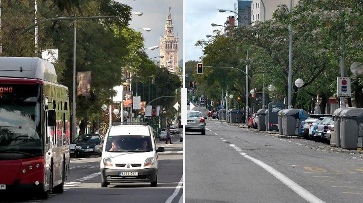 Calle Eduardo Dato, sin tráfico por el confinamiento