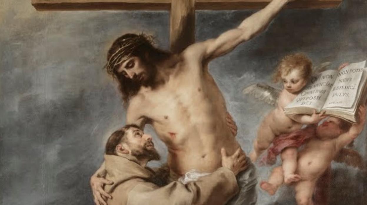 Detalle de «San Francisco abrazado a Cristo», obra de Murillo