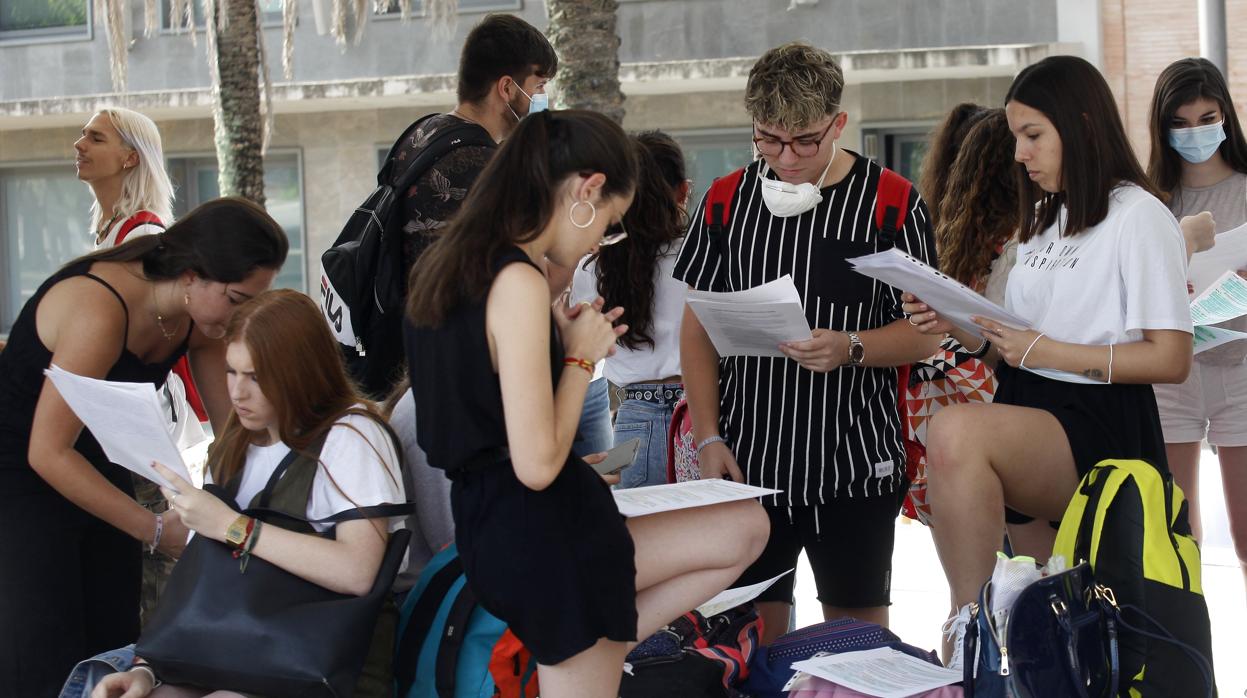 Estudiantes repasan antes del examen de Selectividad 2020