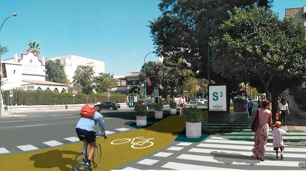 En la imagen una receración de cómo quedará el nuevo carril bici y la zona peatonal