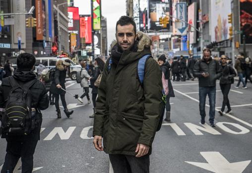 Práxedes Sánchez en Times Square