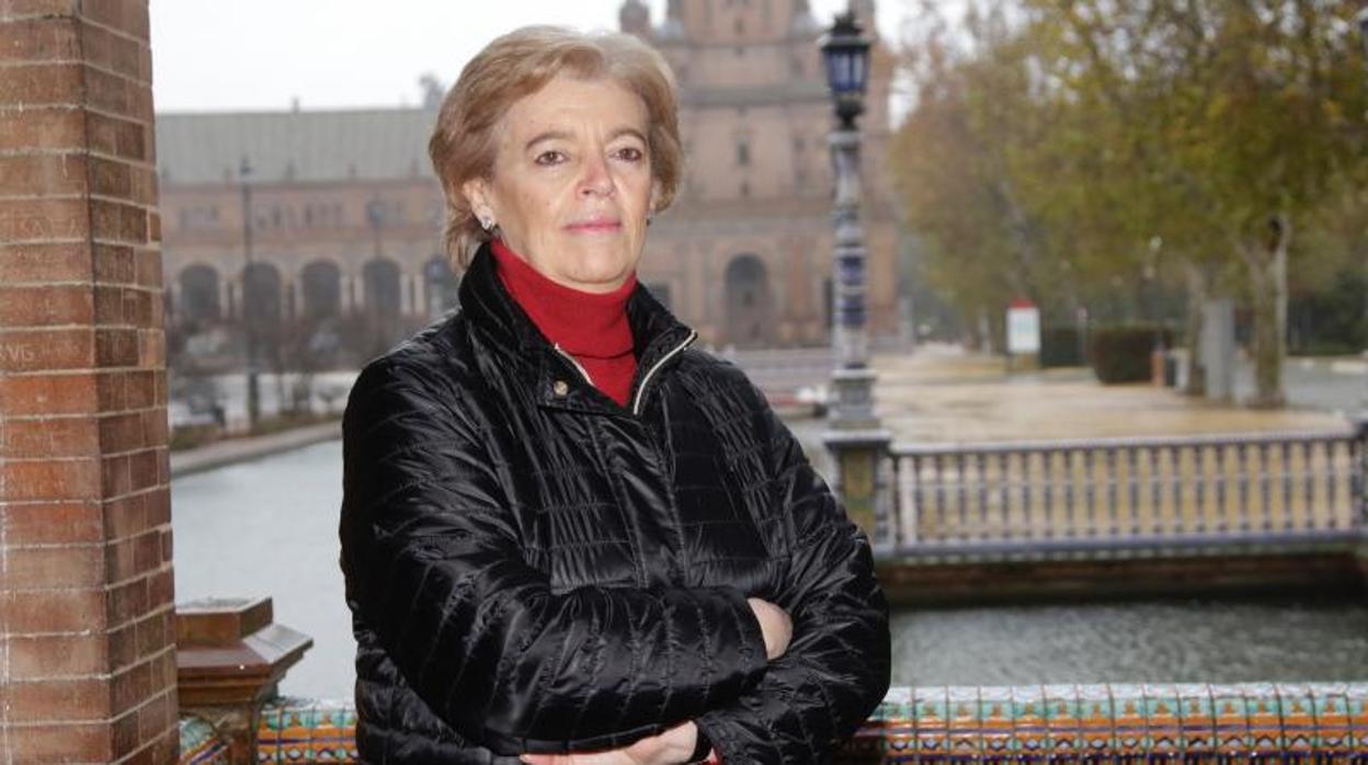 María Sanz en la plaza de España