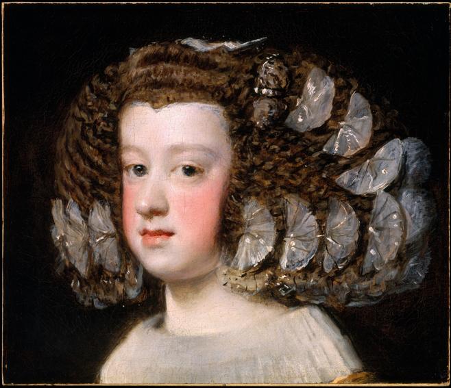 Diego Rodríguez de Silva Velázquez. María Teresa, infanta de España. Hacia 1651-1654. Metropolitan Museum. Nueva York. En 1660 la hija de Felipe IV y su primera mujer, la francesa Isabel de Borbón, contrajo matrimonio con su primo hermano por partida doble Luis XIV.