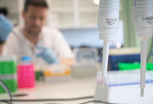 Un técnico trabajando en los laboratorios del Virgen del Rocío