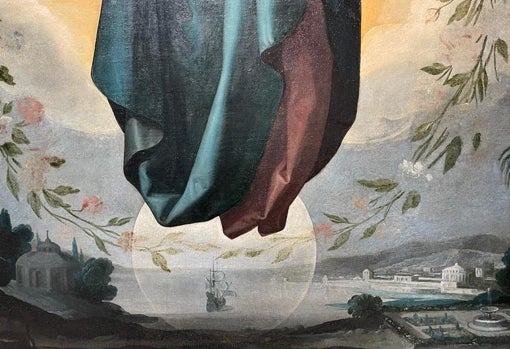 Detalle de la parte de abajo del cuadro de la Inmaculada de la Magdalena