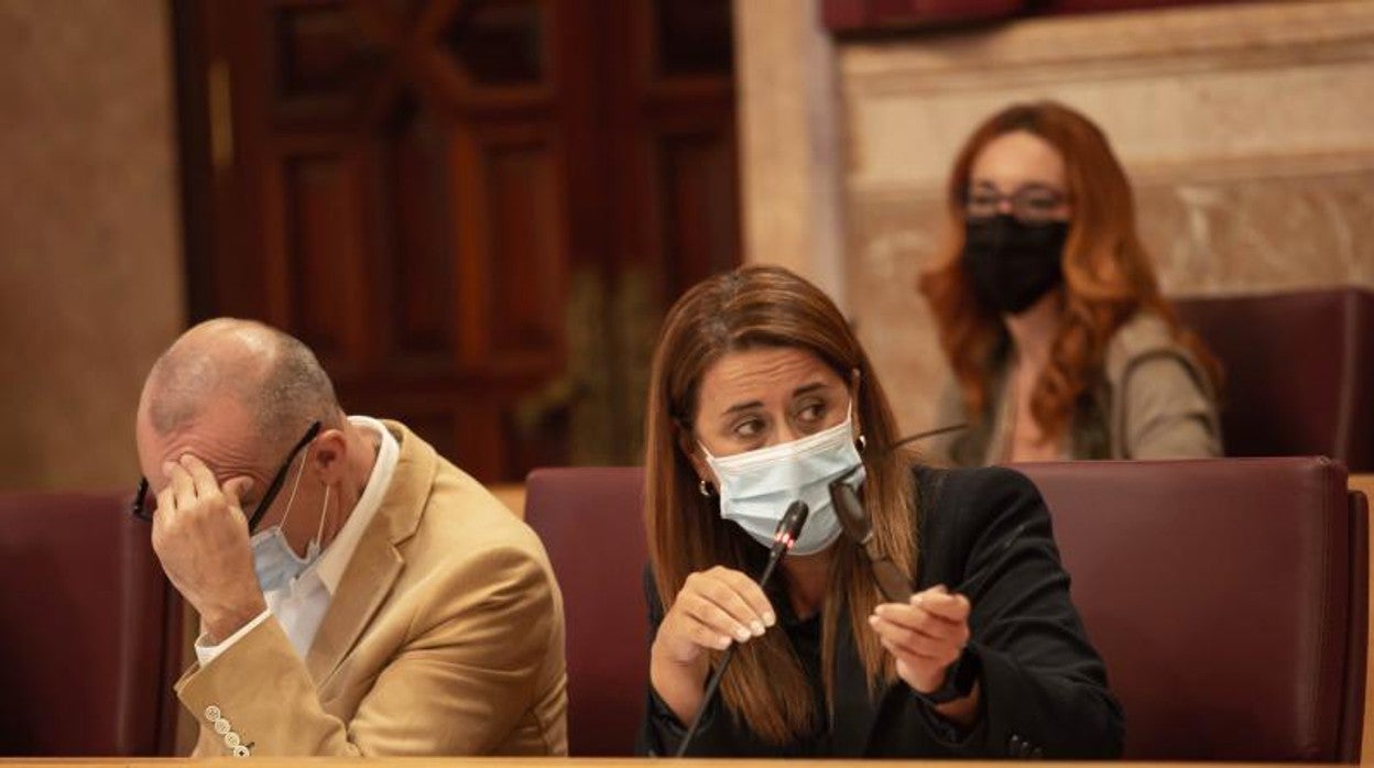 Antonio Muñoz y Sonia Gaya en el pleno municipal