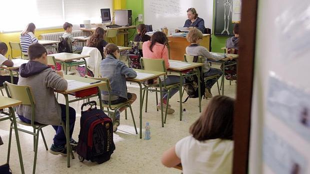 Un grupo de alumnos de tercero de Primaria en un colegio público de Santiago de Compostela