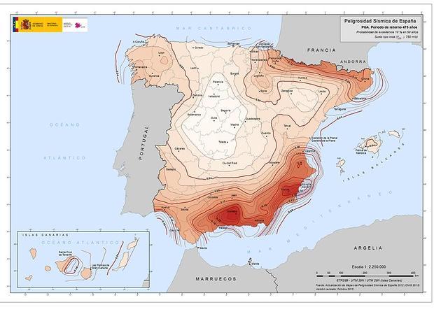 Mapa de riesgo sísmico de España