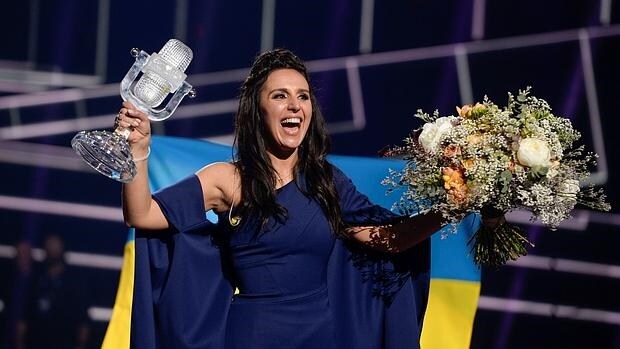 Jamala, instantes después de su triunfo en Eurovisión