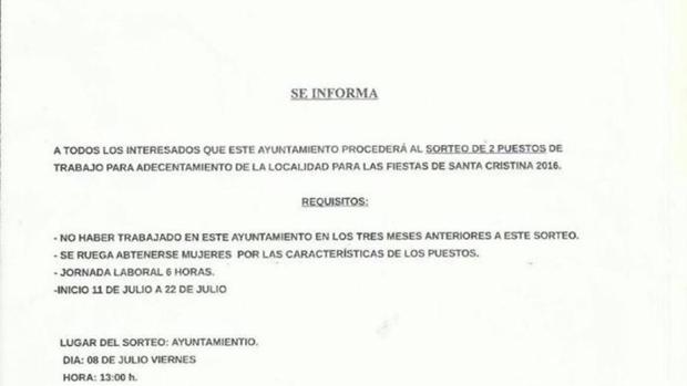 La oferta de empleo de Cristina