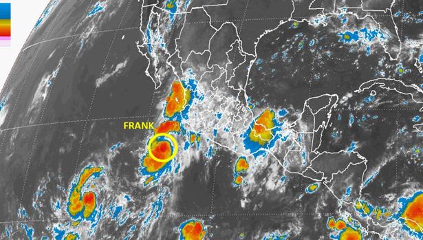 La ubicación de la tormenta tropical Frank